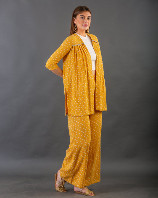 Mustard Pleat jacket set