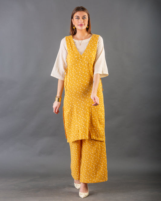 Mustard Overlay kurta