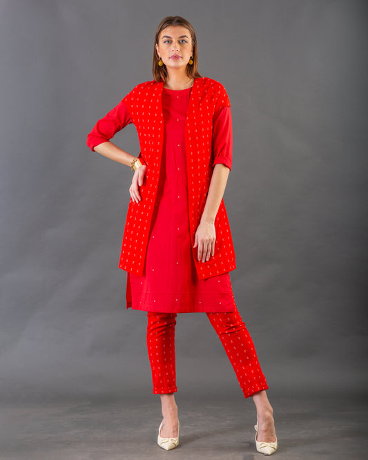 Red jacket kurta