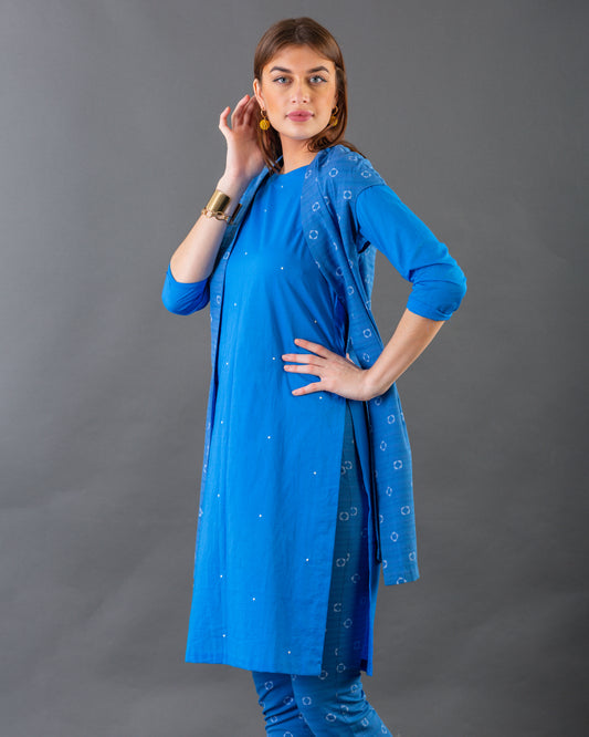 Blue Jacket kurta