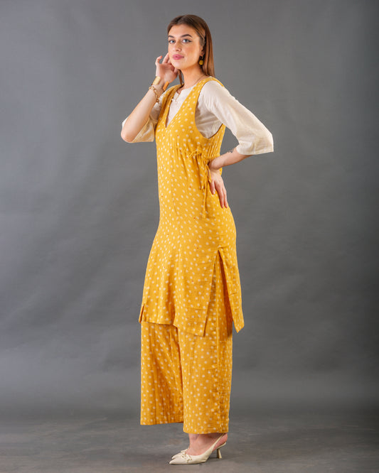 Mustard Overlay kurta